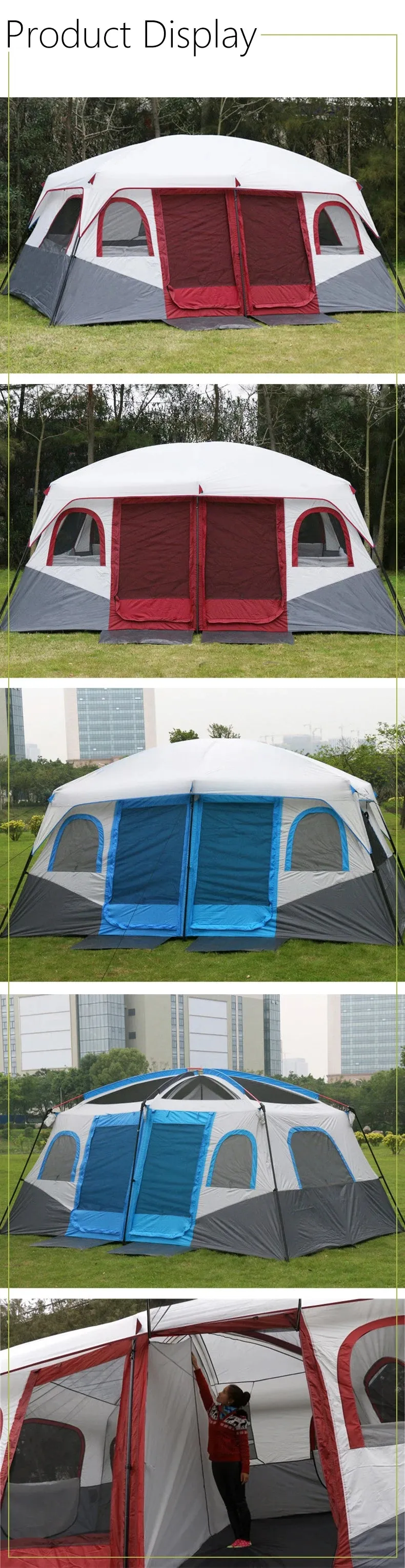 12 Person Automatic Camping Tent Portable Waterproof Backpacking Tent Double Doors and Double Window for Outdoor Equipment