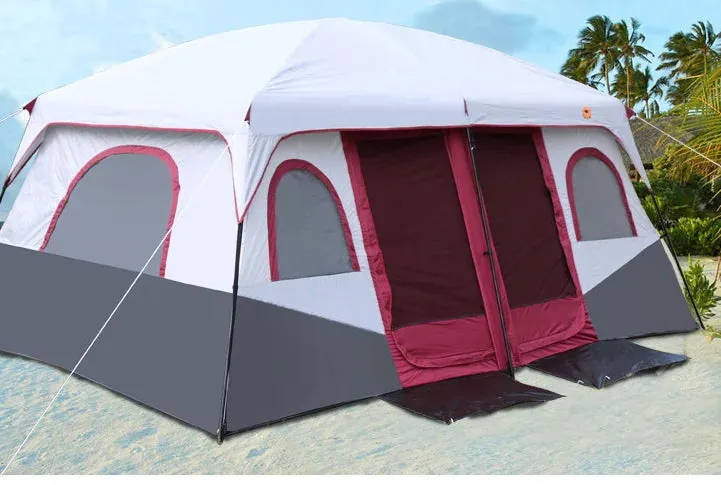 12 Person Automatic Camping Tent Portable Waterproof Backpacking Tent Double Doors and Double Window for Outdoor Equipment