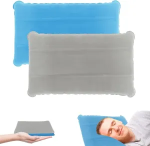 2 Pack Ultralight Inflatable Camping Pillows for Sleeping & Travel, Camp Pillow Backpacking for Sleeping, Inflatable Beach Ergonomic Pillows for Camping Hiking Home Sleeping (Sky Blue Gray)