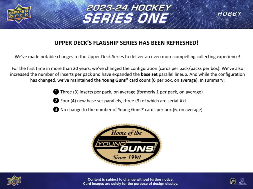 2023-24 Upper Deck Series 1 Hockey Hobby