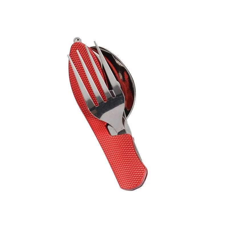 4-in-1 Camping Multitool Foldable Spoon Fork Knife Bottle Opener