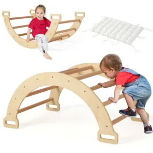 5-in-1 Montessori Eco Wood Pikler Climbing Frame | Rocker w/ Cushion | Den | Shop Front | 12m  | Natural
