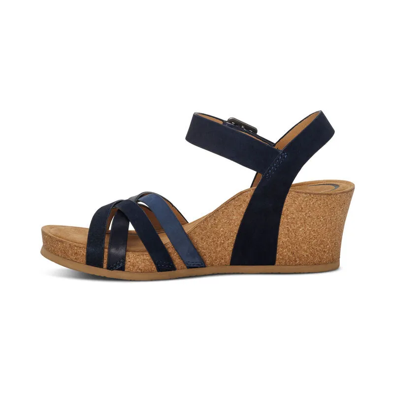 AETREX NOELLE NAVY ARCH SUPPORT WEDGE