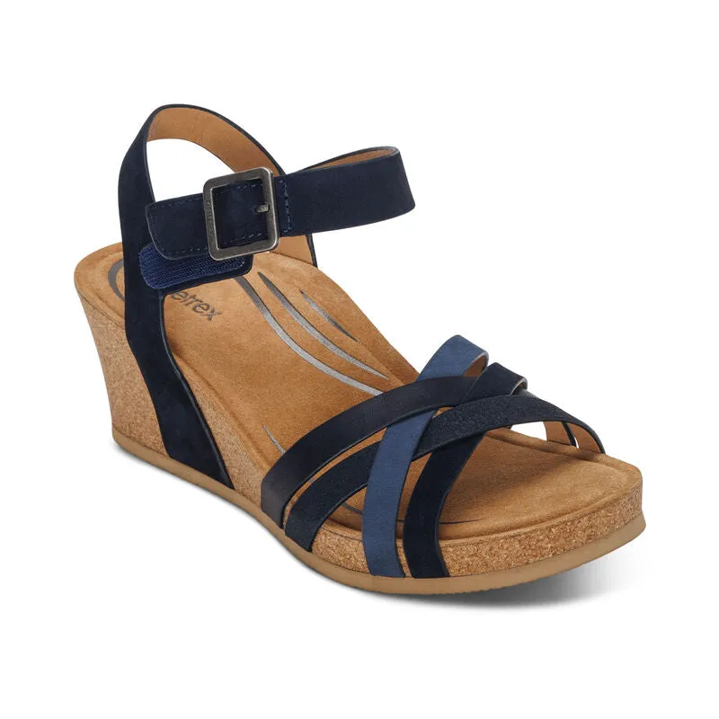 AETREX NOELLE NAVY ARCH SUPPORT WEDGE