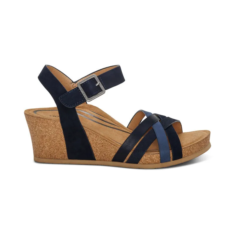 AETREX NOELLE NAVY ARCH SUPPORT WEDGE