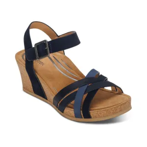 AETREX NOELLE NAVY ARCH SUPPORT WEDGE