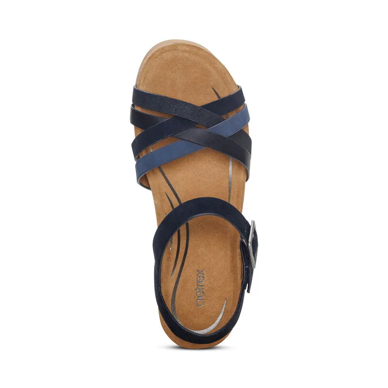 AETREX NOELLE NAVY ARCH SUPPORT WEDGE