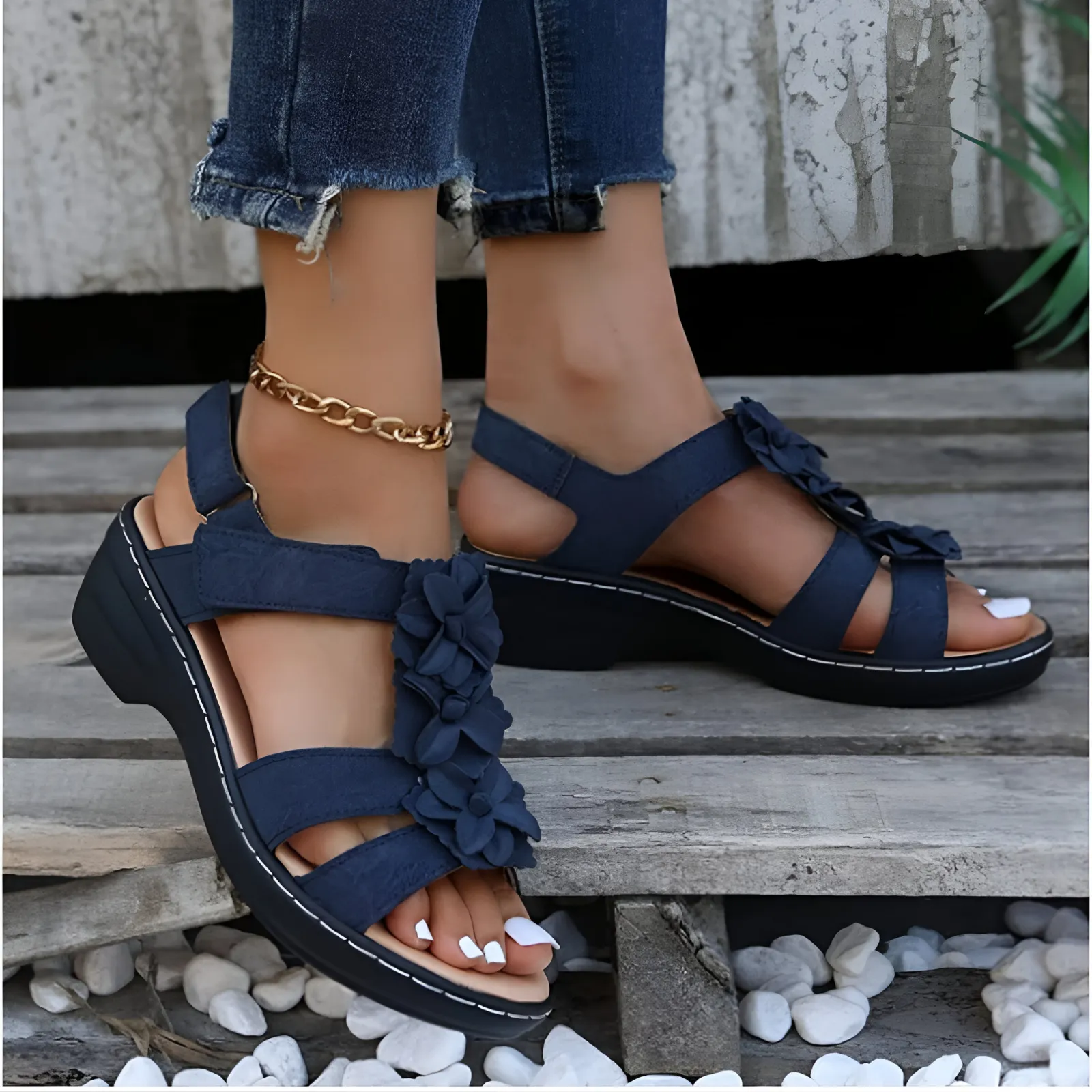 AGATHA - SANDALES COMPENSÉES AU CHARME RÉTRO ET AU SUPPORT ORTHOPÉDIQUE