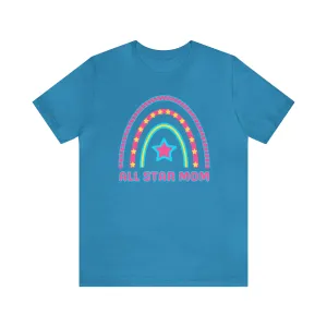 All Star Mom Pink Heart T-Shirt | Rainbow Mom Tee |  Bella Canvas 3001 Unisex |  Mother Short Sleeve Tshirt