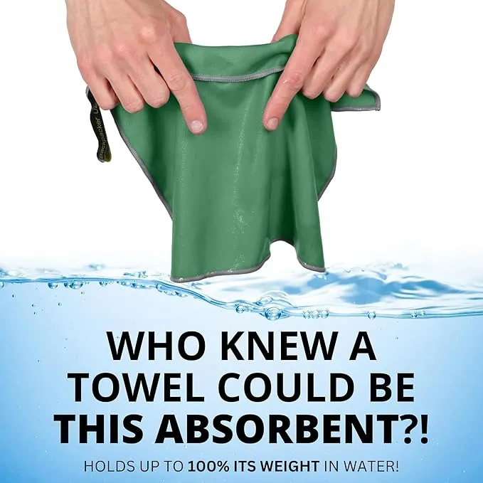 Backpacking Ultralight Quick Dry Microfiber Soft Fast Drying Hand and Face Towel Wash Cloth Camping Yoga Hiking Active Lifestyle Small (Green)