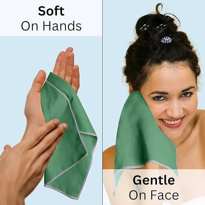 Backpacking Ultralight Quick Dry Microfiber Soft Fast Drying Hand and Face Towel Wash Cloth Camping Yoga Hiking Active Lifestyle Small (Green)