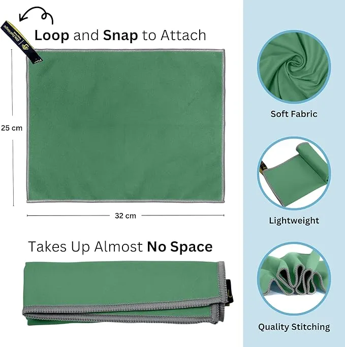Backpacking Ultralight Quick Dry Microfiber Soft Fast Drying Hand and Face Towel Wash Cloth Camping Yoga Hiking Active Lifestyle Small (Green)