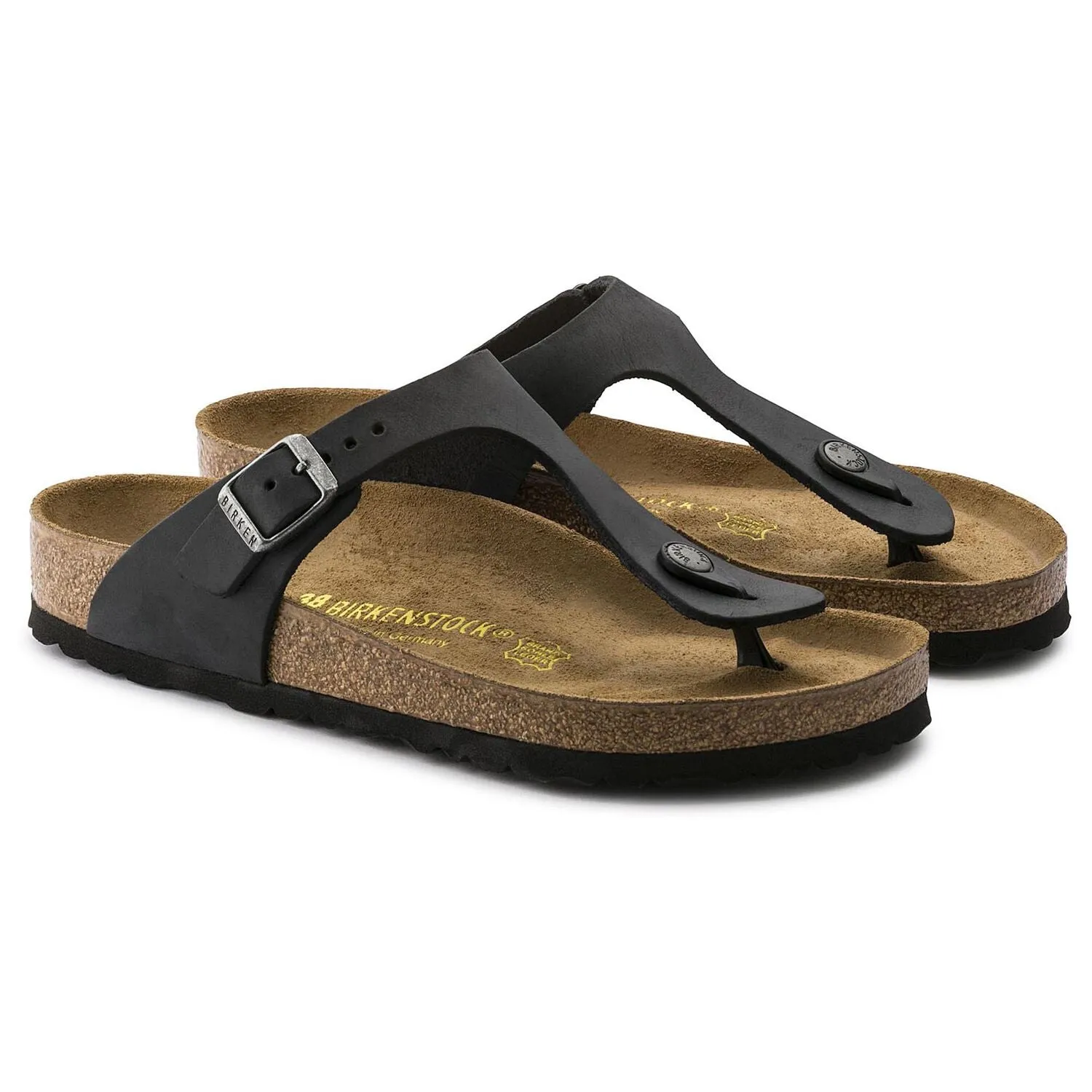 BIRKENSTOCK GIZEH BLACK OILED LEATHER