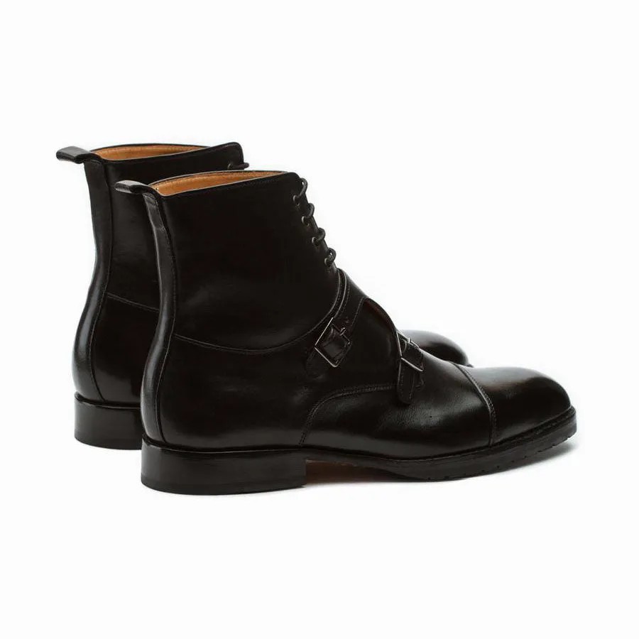Black double Buckle Boots