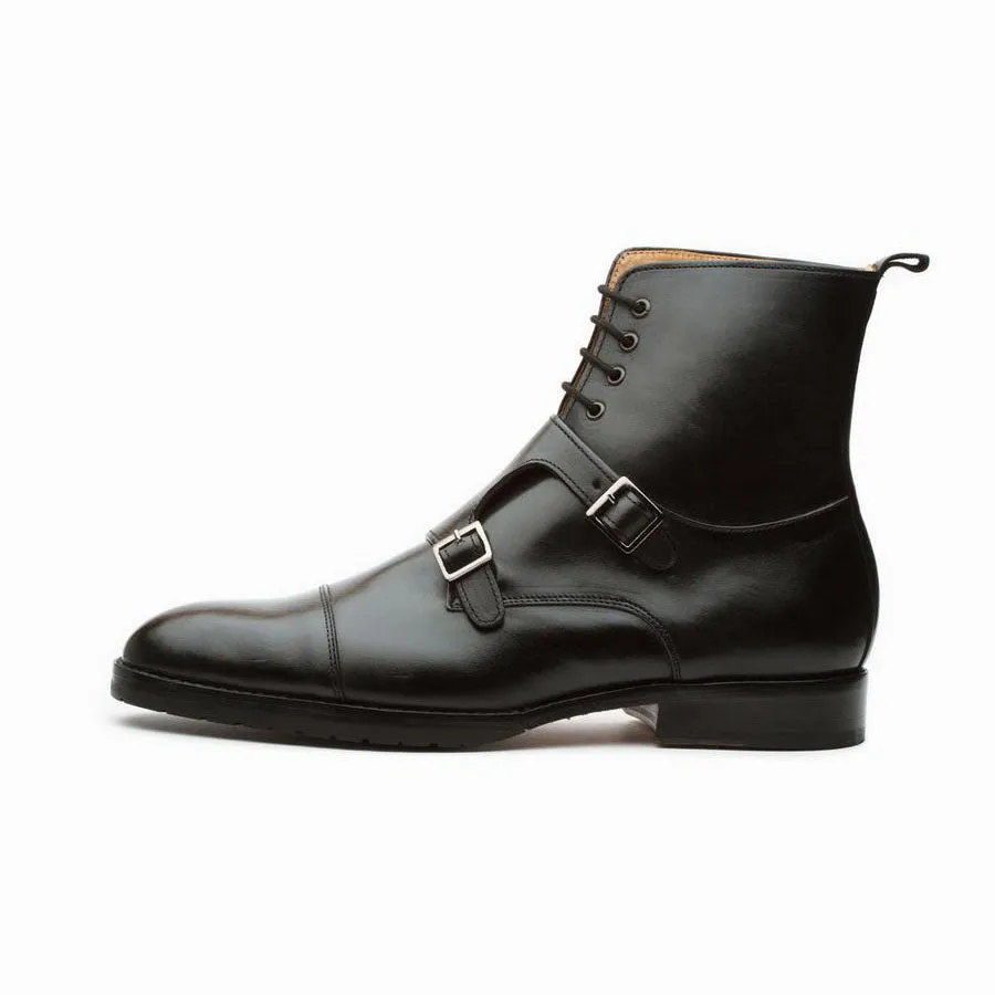 Black double Buckle Boots