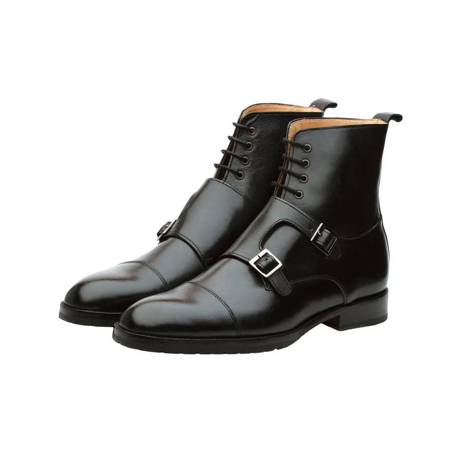 Black double Buckle Boots