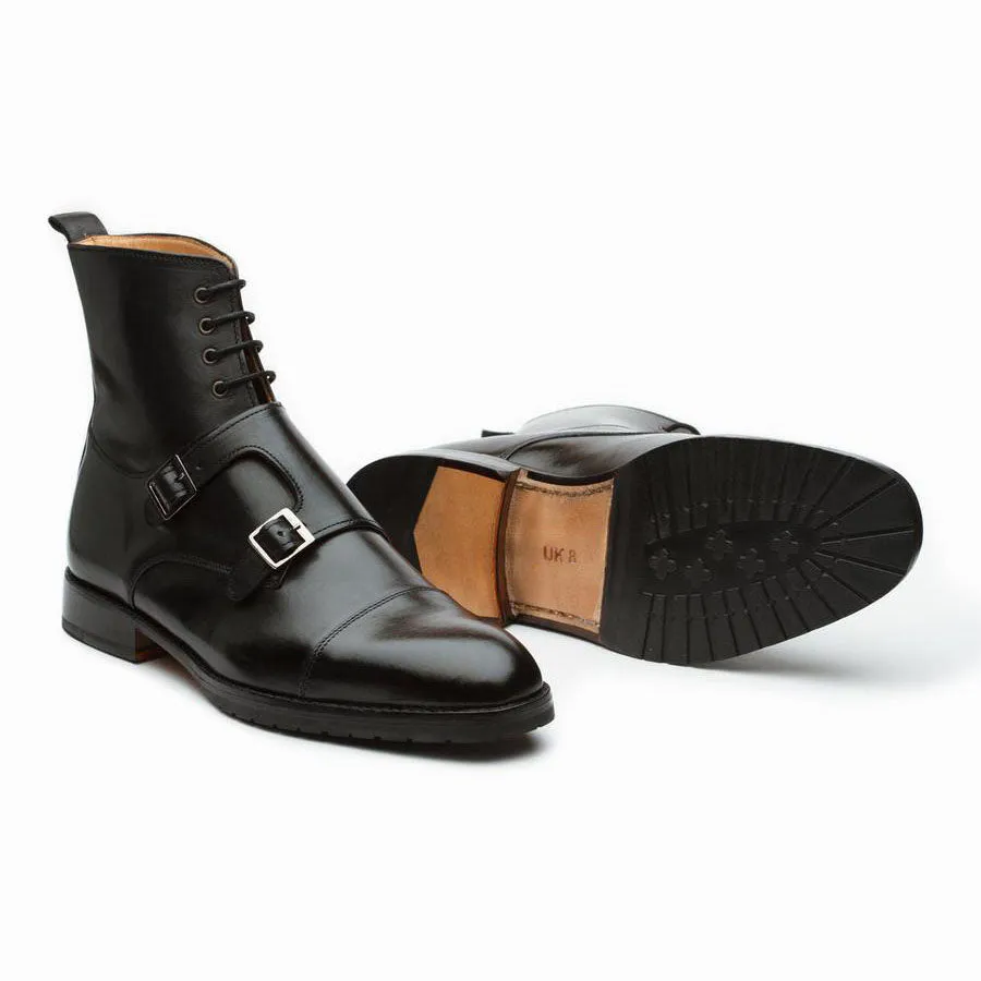 Black double Buckle Boots