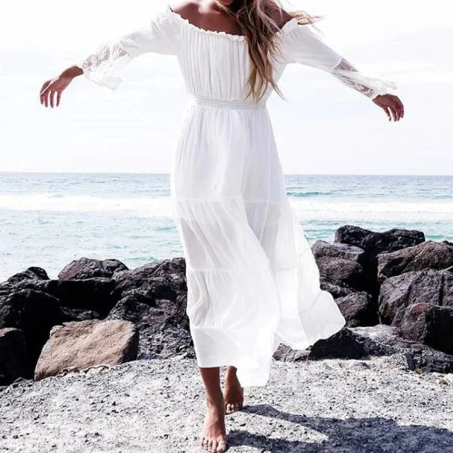 Boho Off-Shoulder Lace Dress