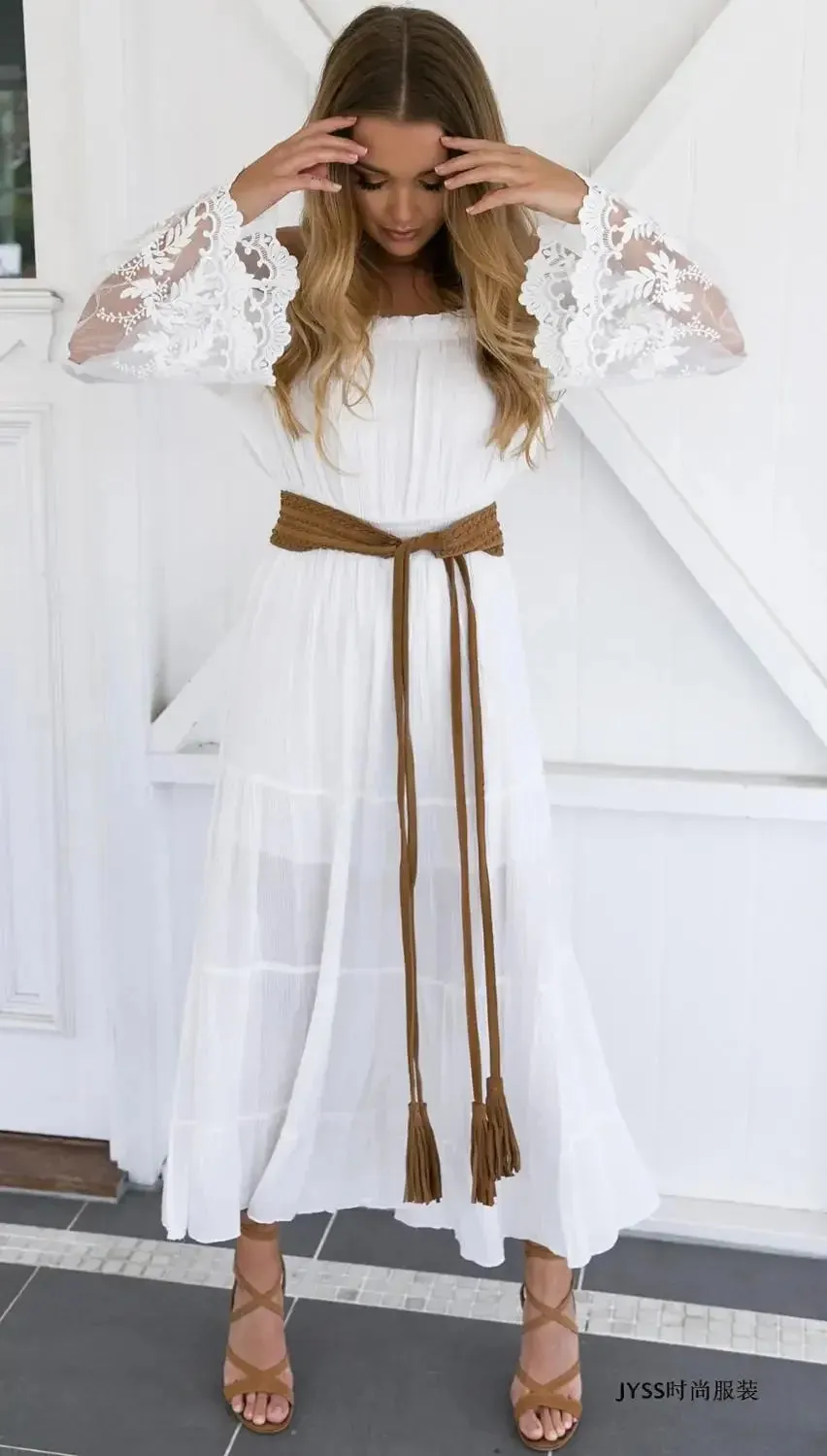 Boho Off-Shoulder Lace Dress