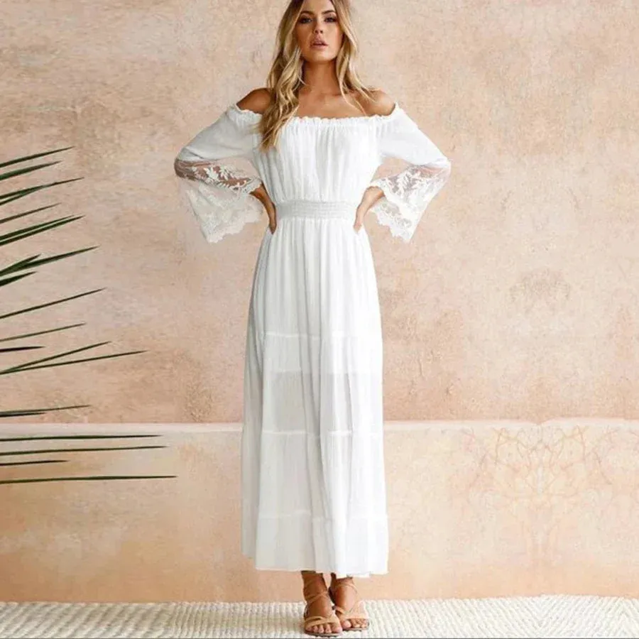 Boho Off-Shoulder Lace Dress