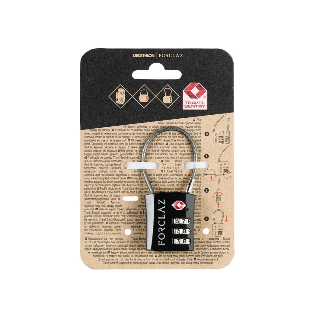 Cadenas câble à code TRAVEL TSA noir