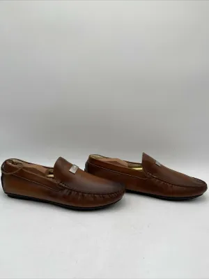 cavalli CLASS Leather Shearling Lined Driving Loafers Brown Size 45 - Very Good