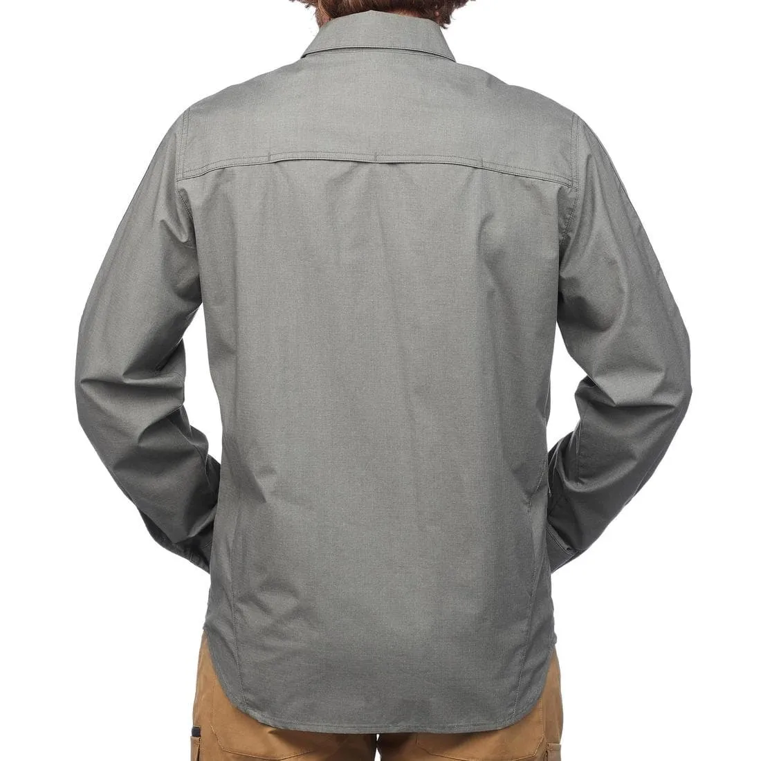 Chemise de trek voyage - TRAVEL 500 MODUL manches longues kaki homme