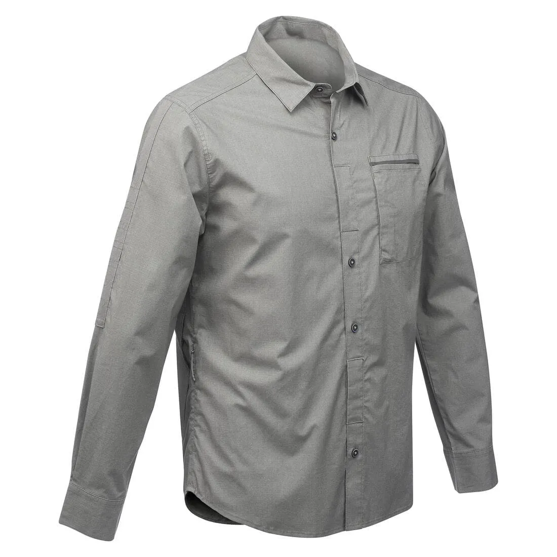 Chemise de trek voyage - TRAVEL 500 MODUL manches longues kaki homme