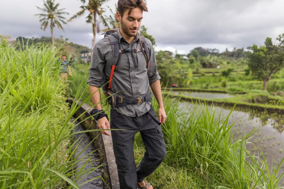Chemise de trek voyage - TRAVEL 500 MODUL manches longues kaki homme