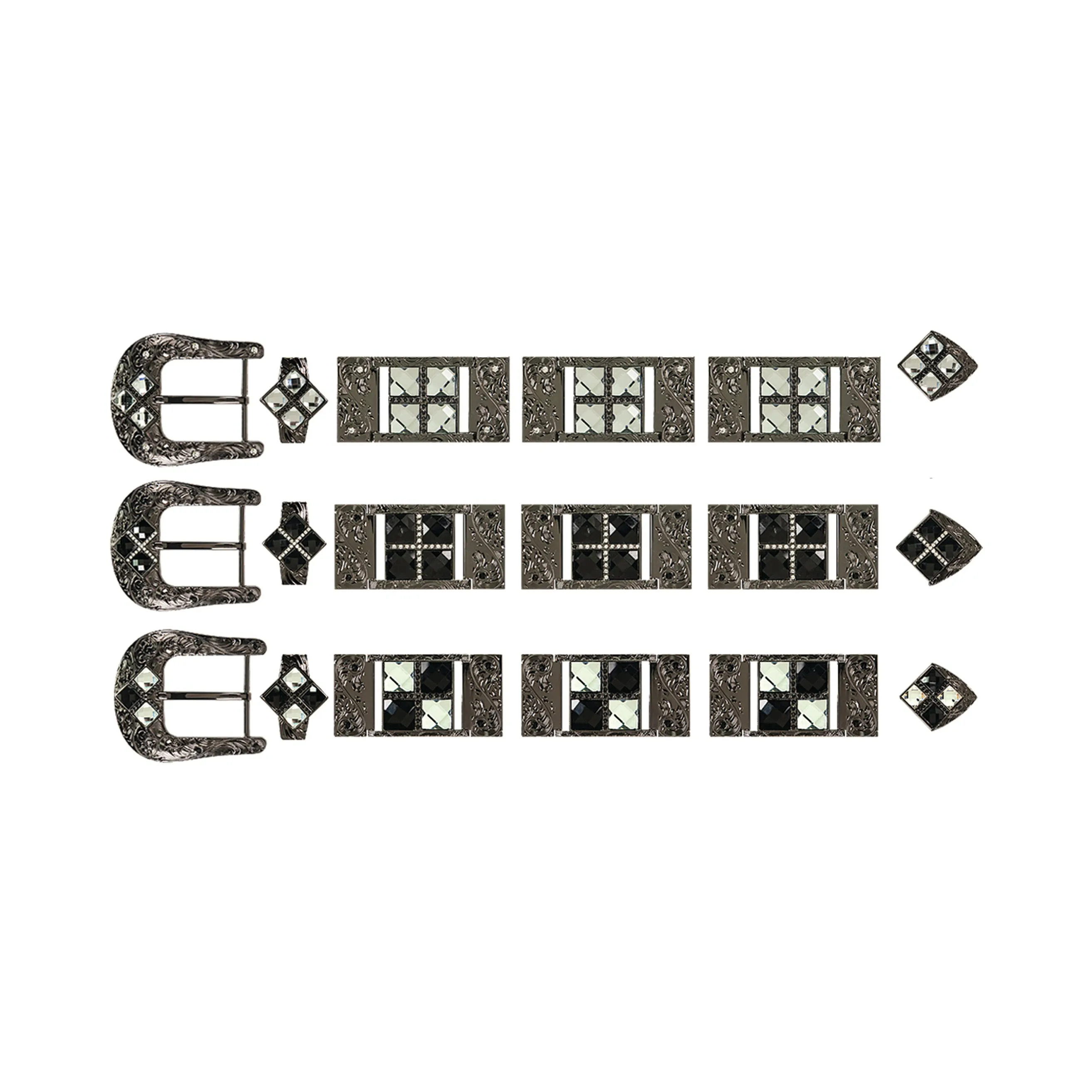 Chrome Four Stone Buckle Set