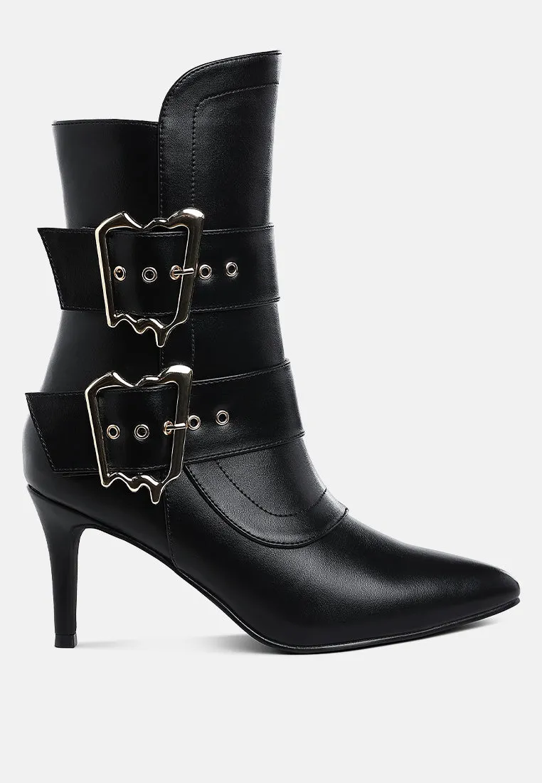 Chunky Buckle Strap Ankle Boots By RUW