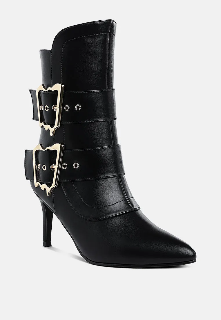 Chunky Buckle Strap Ankle Boots By RUW