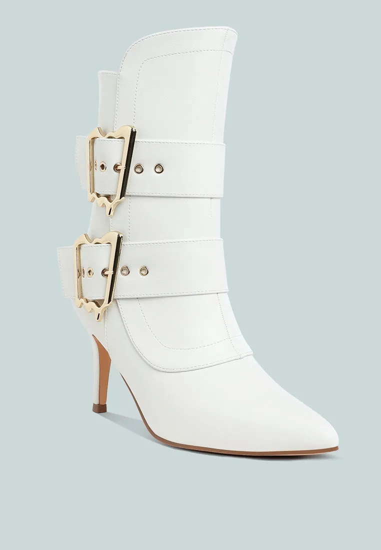 Chunky Buckle Strap Ankle Boots By RUW