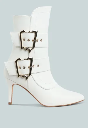 Chunky Buckle Strap Ankle Boots By RUW
