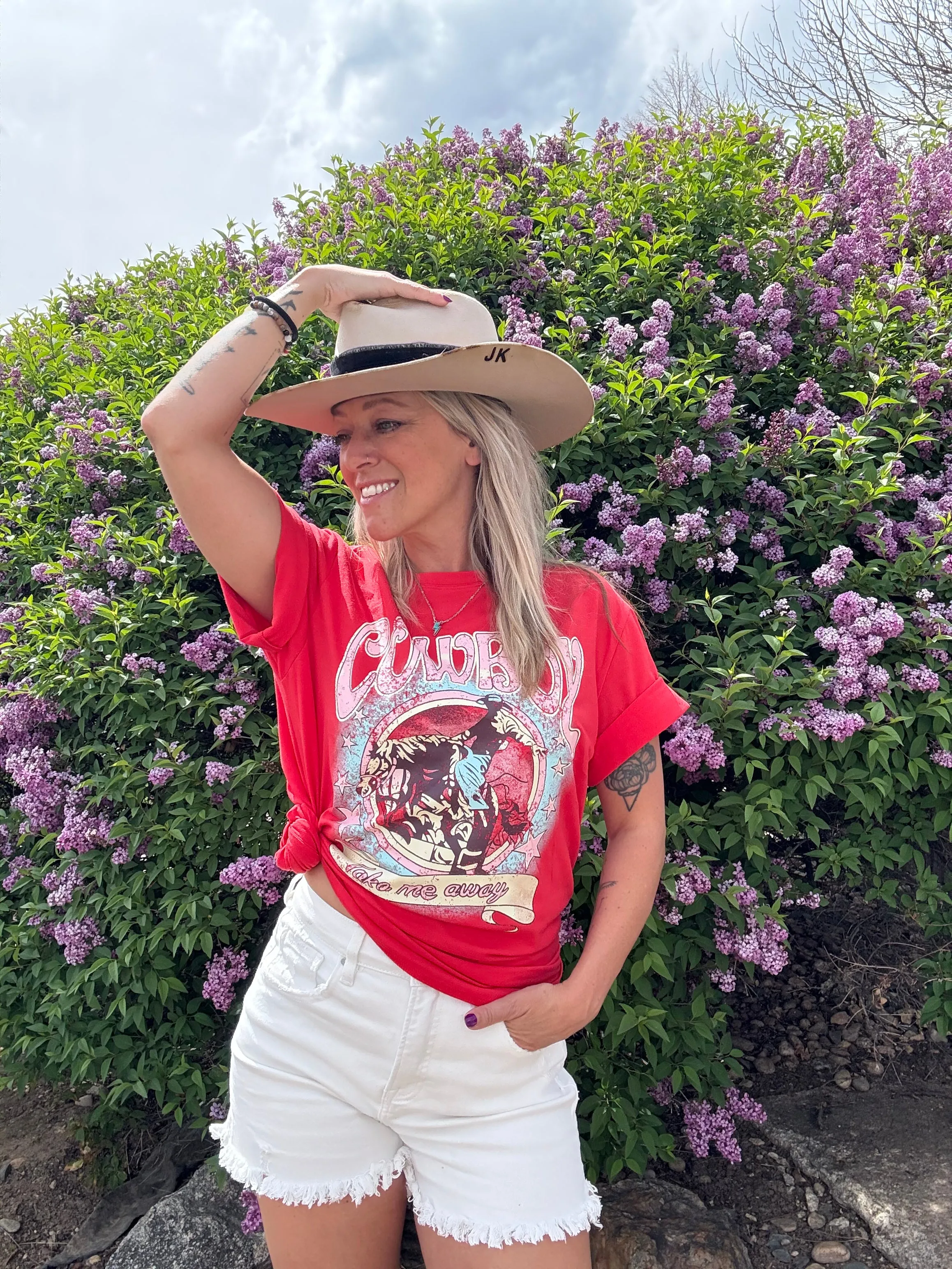 Cowboy Take Me Away Graphic Western Loose Tee