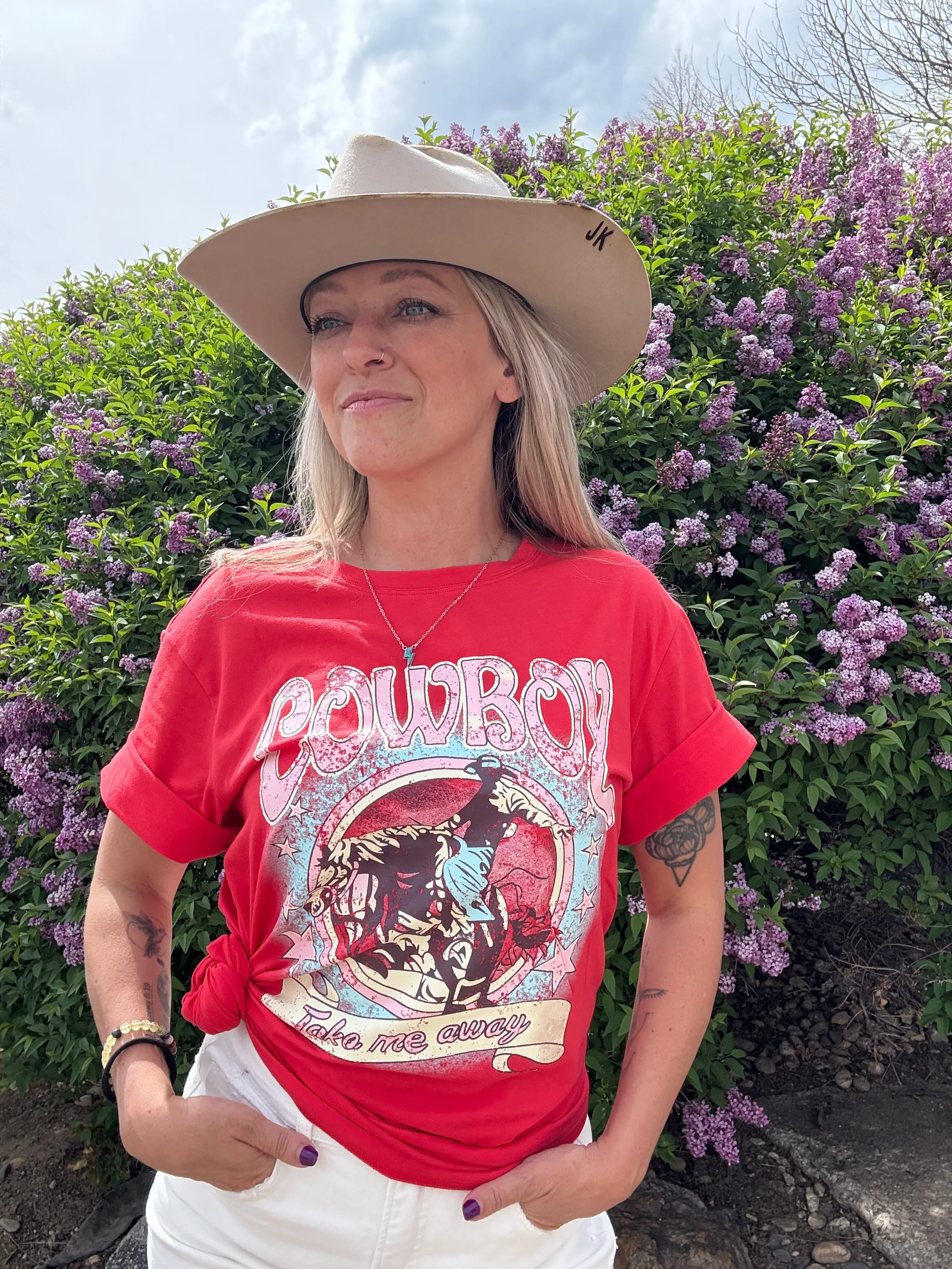 Cowboy Take Me Away Graphic Western Loose Tee