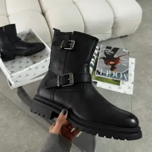 Double buckle biker boots