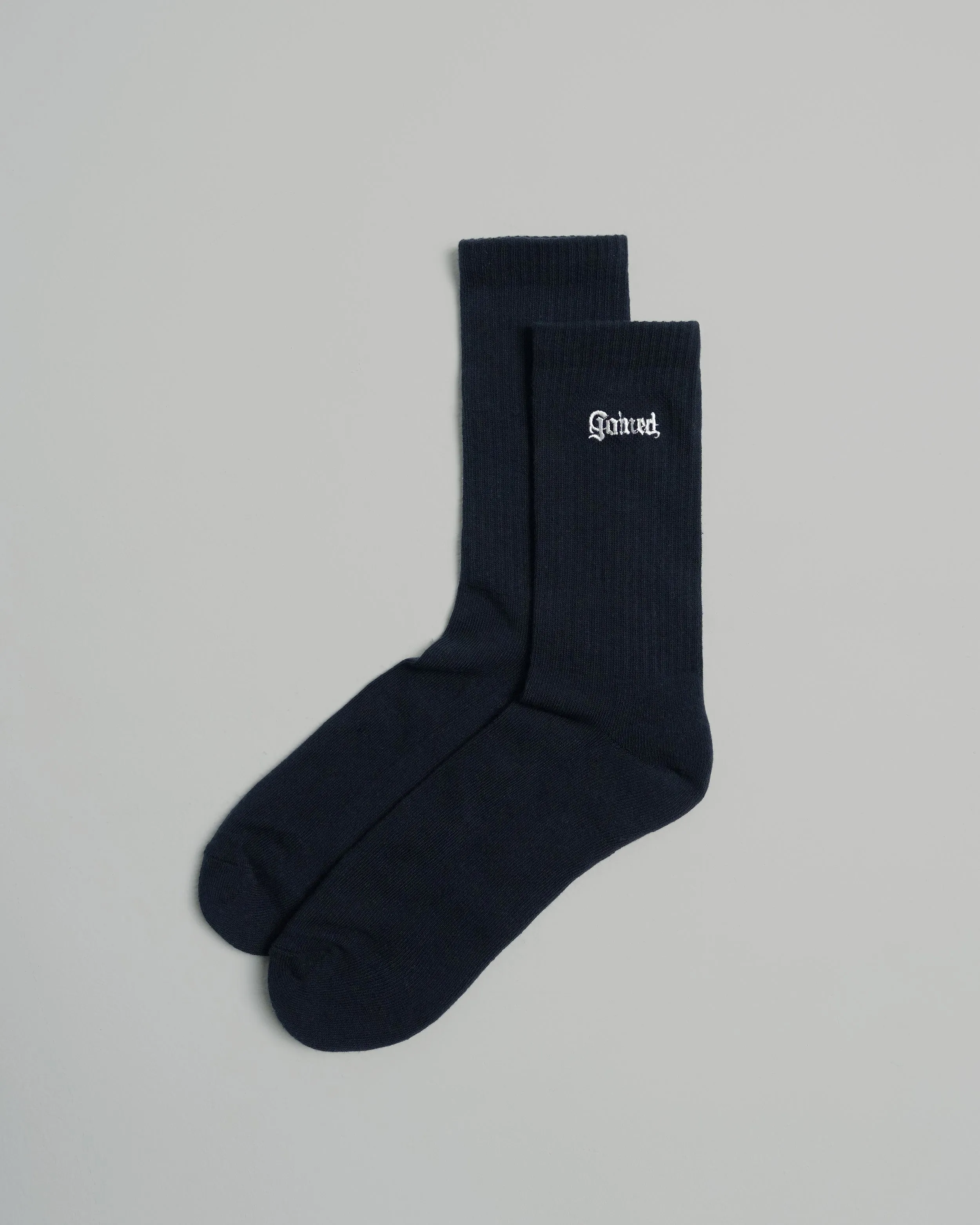 Embroidery Gothic Font Crew Socks