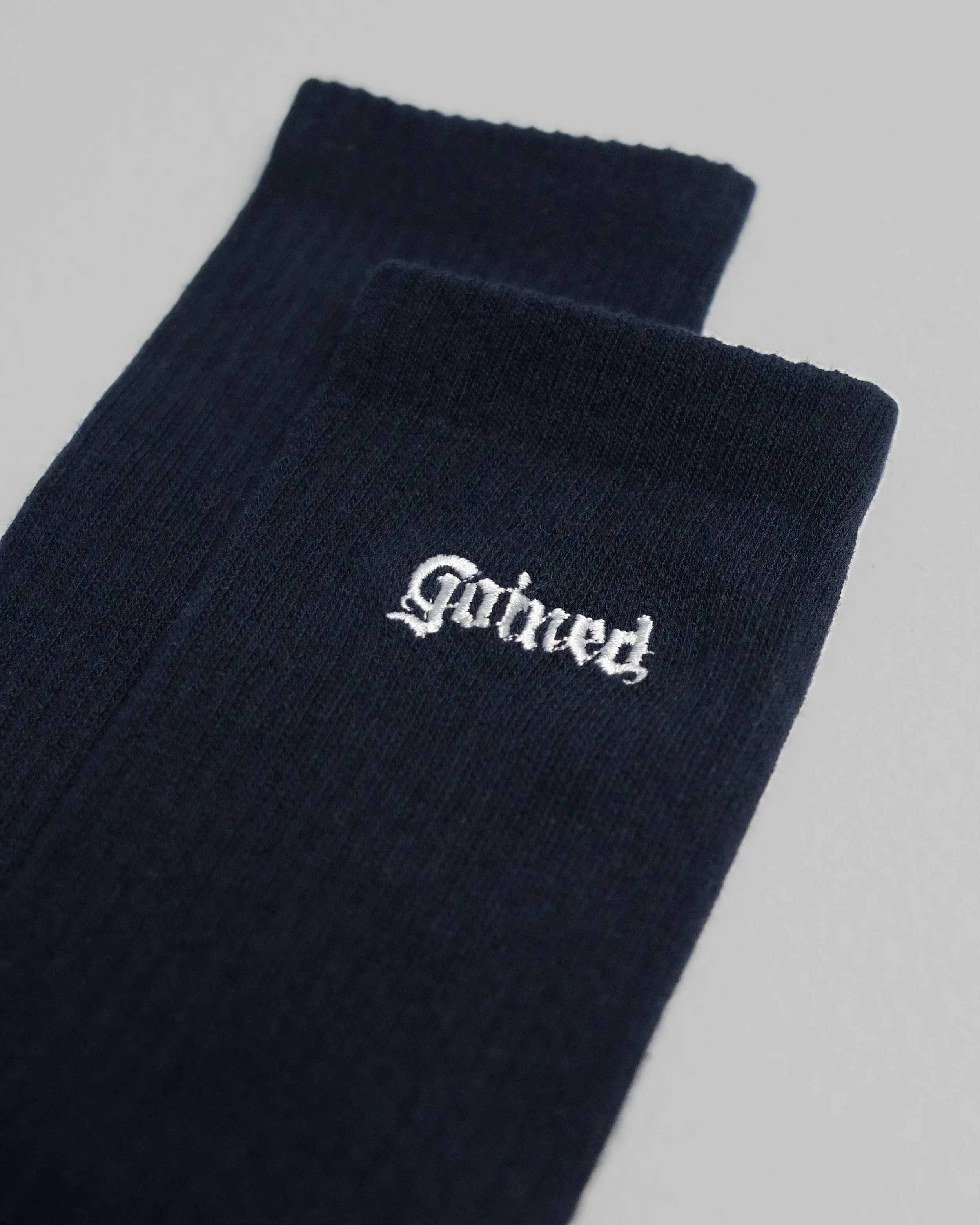 Embroidery Gothic Font Crew Socks