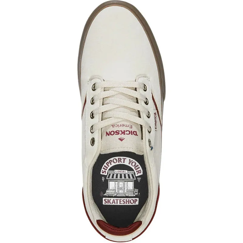 Emerica Dickson Skate Shoes - White/Red/Gum