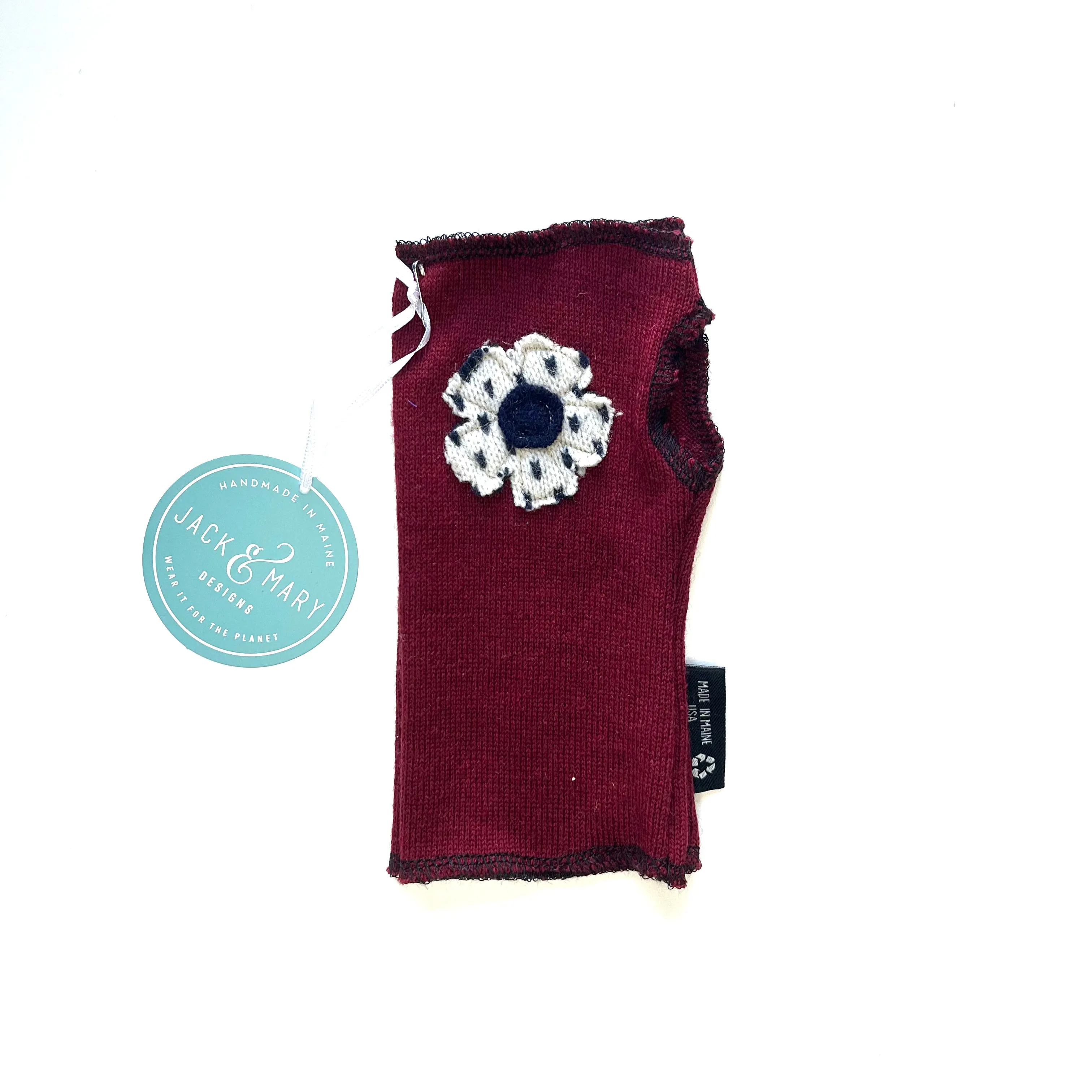 Fingerless Mittens Short, Maroon Merino Wool | 029