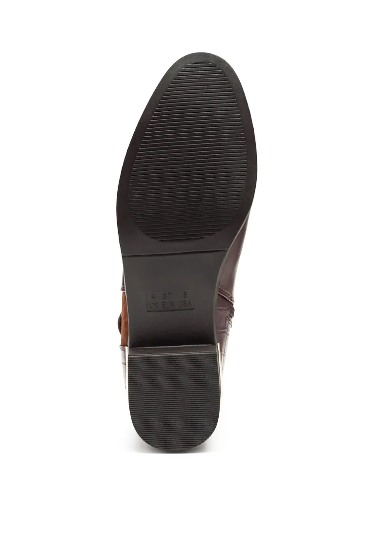 Frothy Buckled Ankle Boots With Croc Detail