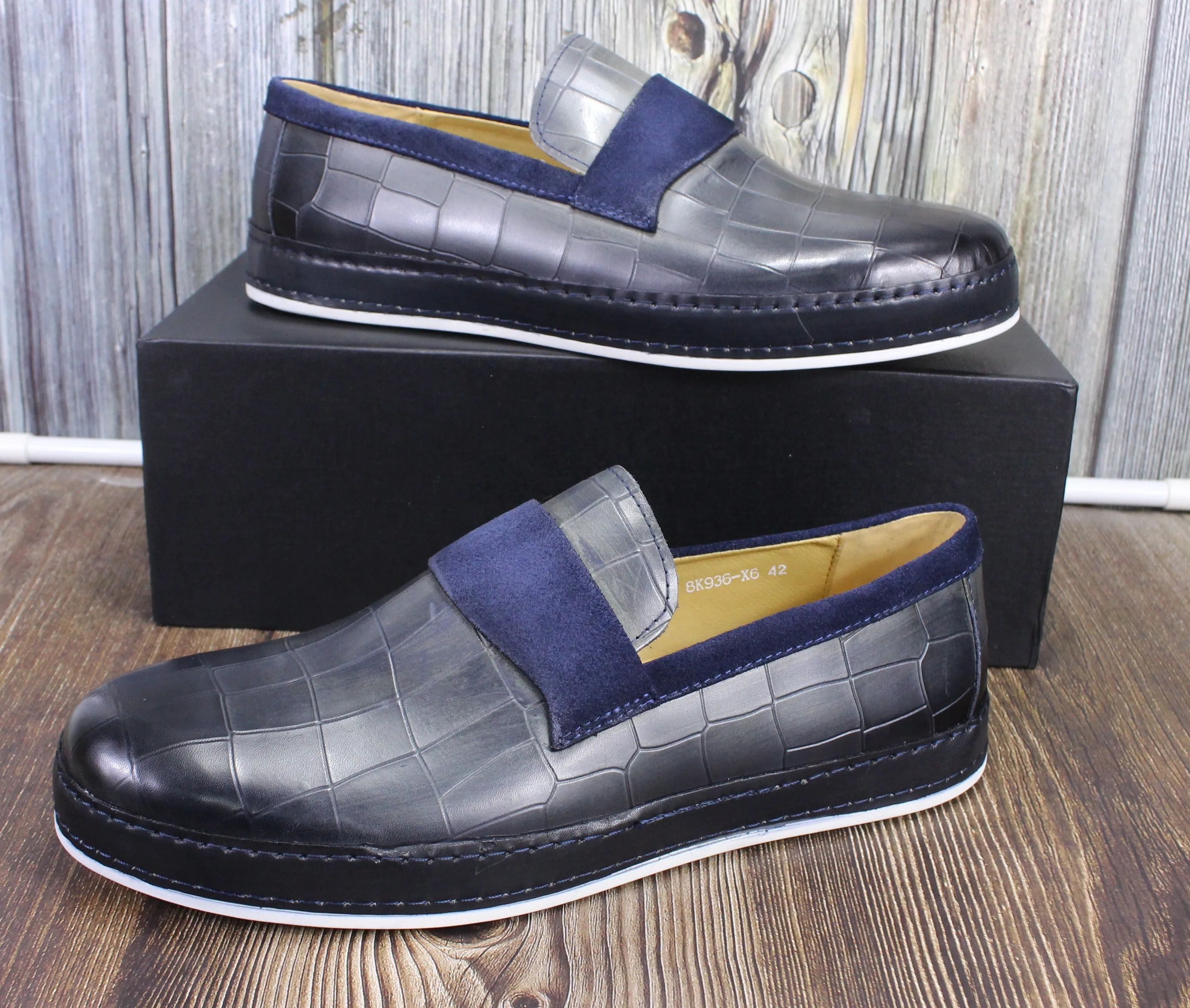 Genuine Leather sporty and stylish engraved premium slip-on Sneakers