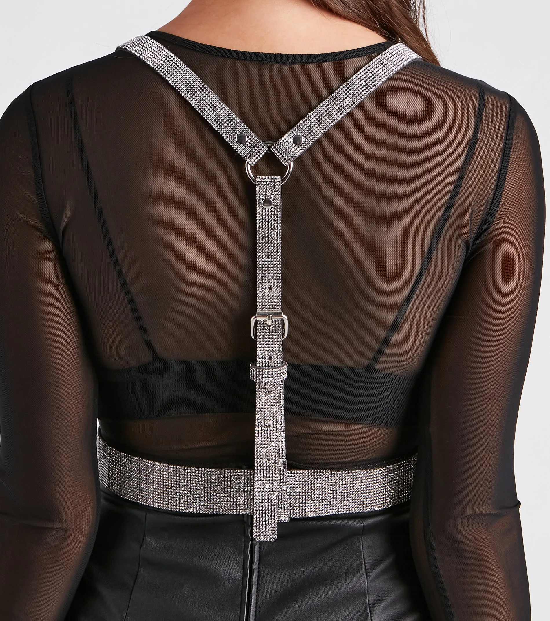 Glam Alert Rhinestone Harness Belt