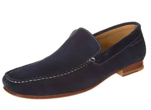 Handmade Navy Blue Suede Slip-On Shoes for Men