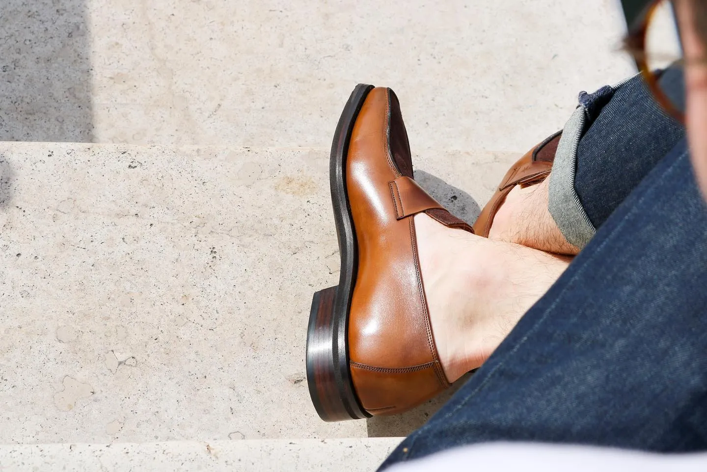 Handmade Two Tone Leather Moccasins for Men