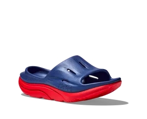 Hoka All Gender/Unisex Ora Recovery Slide 3 Color: Bellwether Blue/Red Alert
