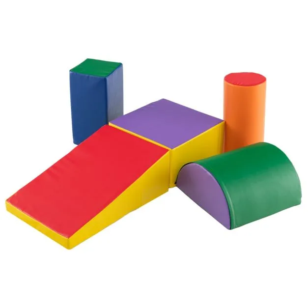 Indoor 5 Piece Montessori Soft Play Equipment | Foam Play Set | Primary Colours | 6 months 