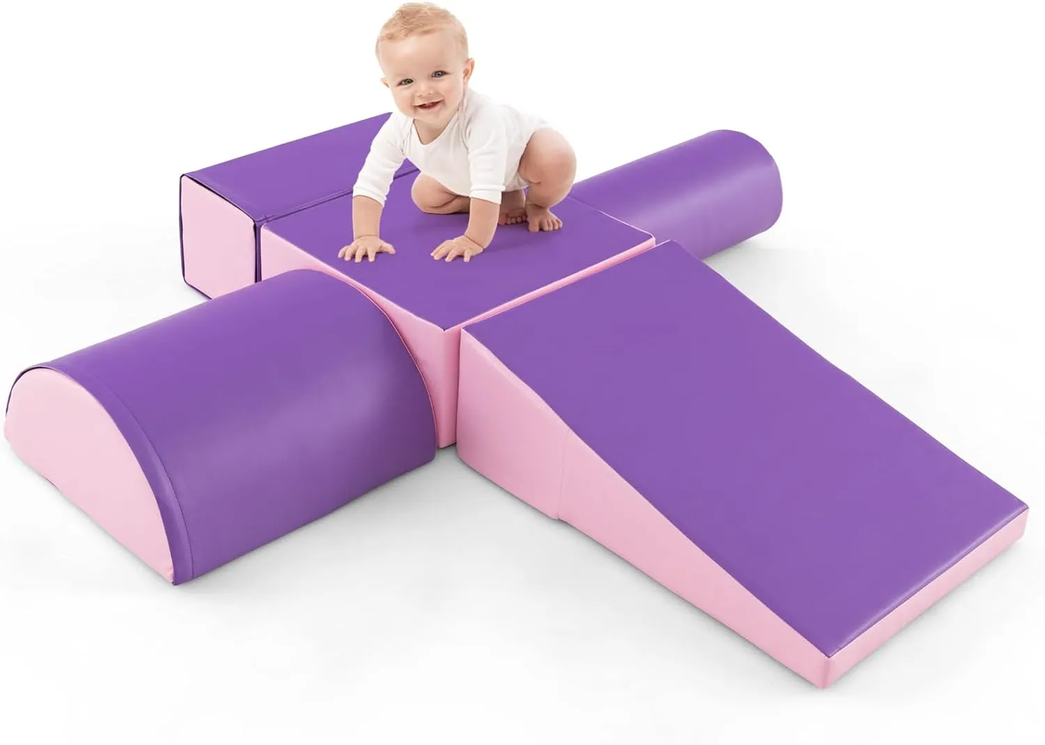 Indoor 5 Piece Montessori Soft Play Equipment | Foam Play Set | Primary Colours | 6 months 