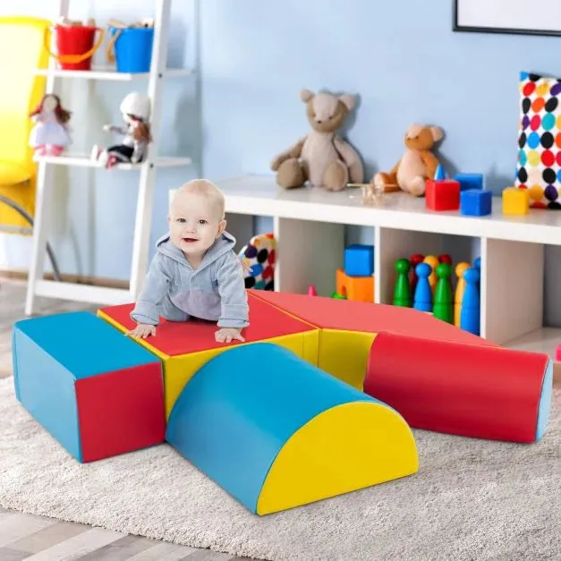 Indoor 5 Piece Montessori Soft Play Equipment | Foam Play Set | Primary Colours | 6 months 